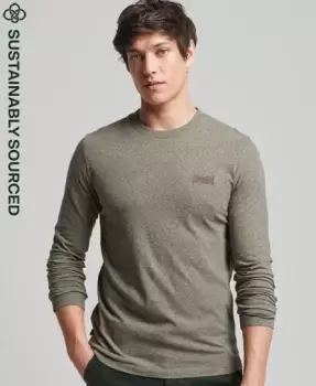 Image of Superdry Mens Organic Cotton Vintage Logo Embroidered Top Blue / Cinder Jaspe - Size: S