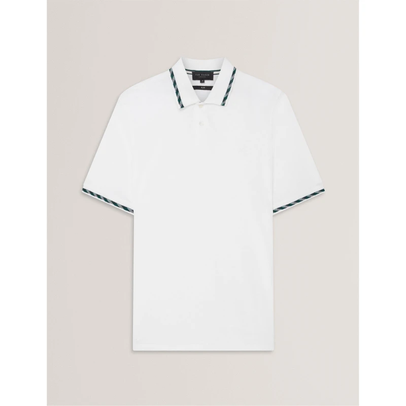 Image of Ted Baker Mens Jacquard Short-Sleeve Polo Shirt White male S (2)