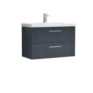 Image of Nuie Deco 800mm Wall Hung 2 Drawer Vanity & Basin 1 - Satin Anthracite