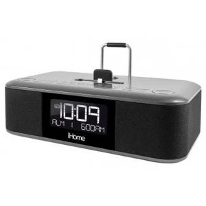 Image of iHome iDL100G Triple Charging Stereo FM Clock Radio Black Silver UK Plug
