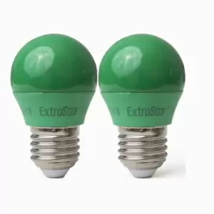 Image of 4W Green LED Golf Ball Modern Coloured Light Bulb E27 (Pack of 2)