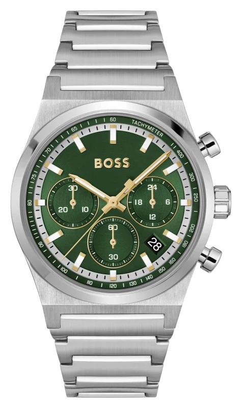 Image of BOSS 1514220 Candor Chronograph (41mm) Green Dial / Watch