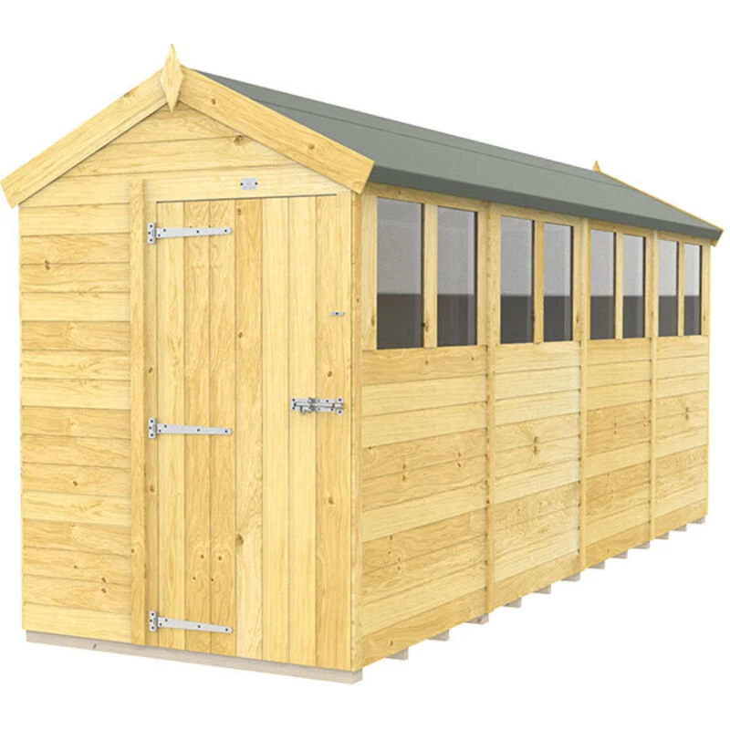 Image of Flat Pack Sheds DIY Sheds 5 x 16 Apex Shed, Brown 5X16AFF