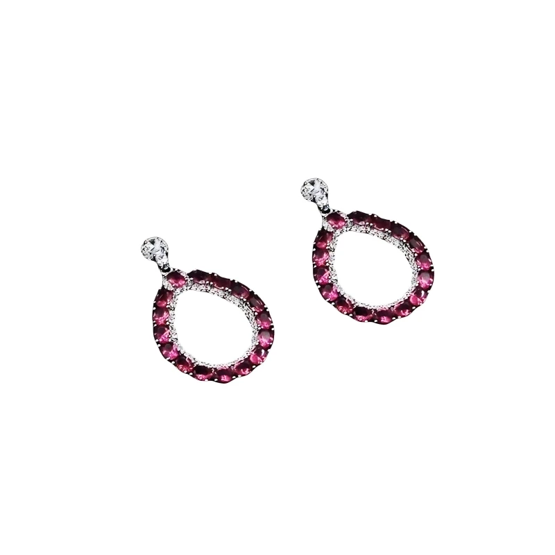 Image of Mason Knight Yager OblongShape Cubic Edge Stone DropEarring Fuchsia female One Size