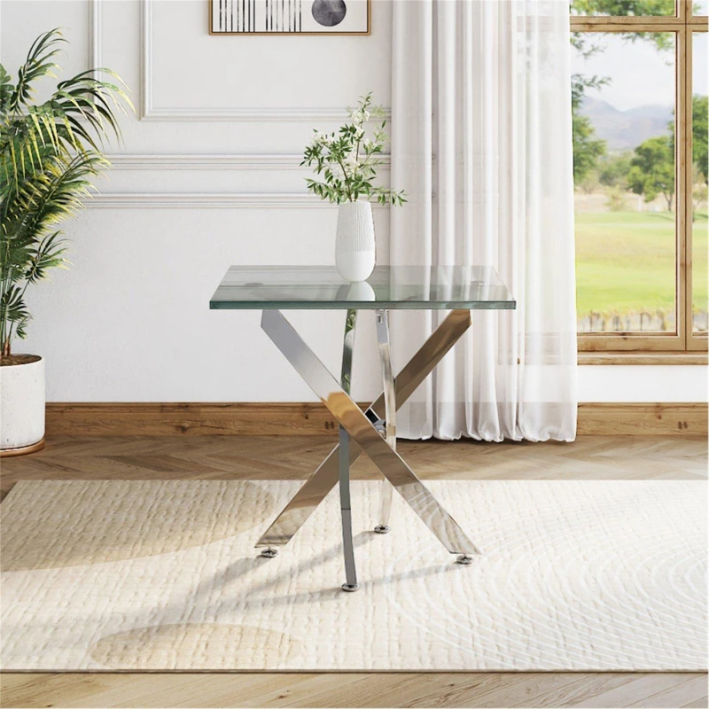 Image of Kabinet UK Modern Futuristic Glass Coffee End Table Silver unisex One size