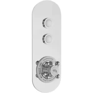 Image of White Topaz Dual Outlet Push Button Shower Valve - Chrome - Hudson Reed