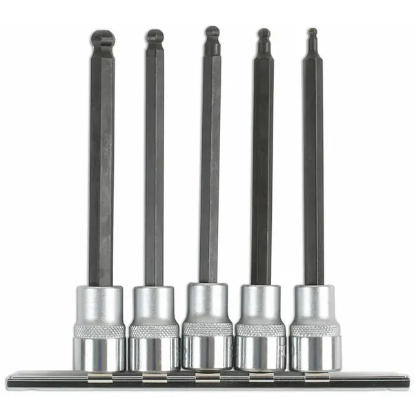 Image of LASER TOOLS Long Ball End Hex Socket Bit Set 3/8D 5pc 6765 - Laser Tools 5018341067656