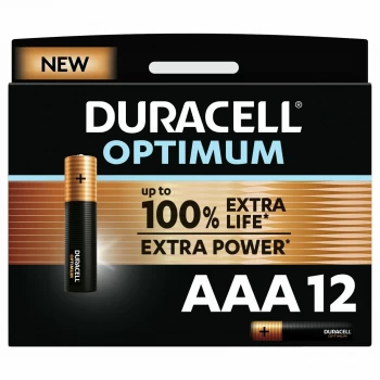 Image of Duracell Optimum Alkaline AAA Batteries - Pack of 12