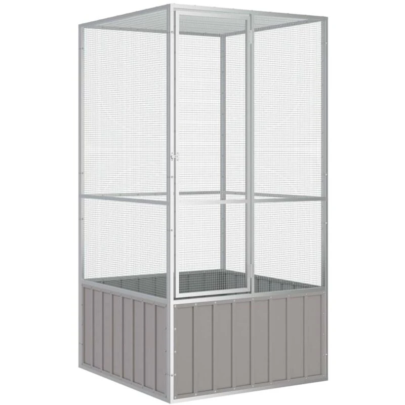 Image of vidaXL Bird Cage Grey 111x107x211.5cm Galvanised Steel, Grey 171551