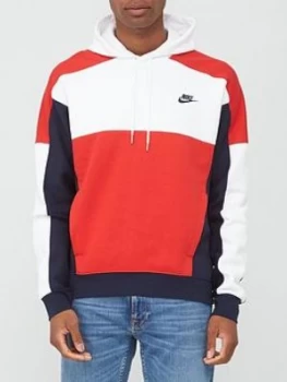 Image of Nike Sportswear Colourblock Overhead Hoodie - White