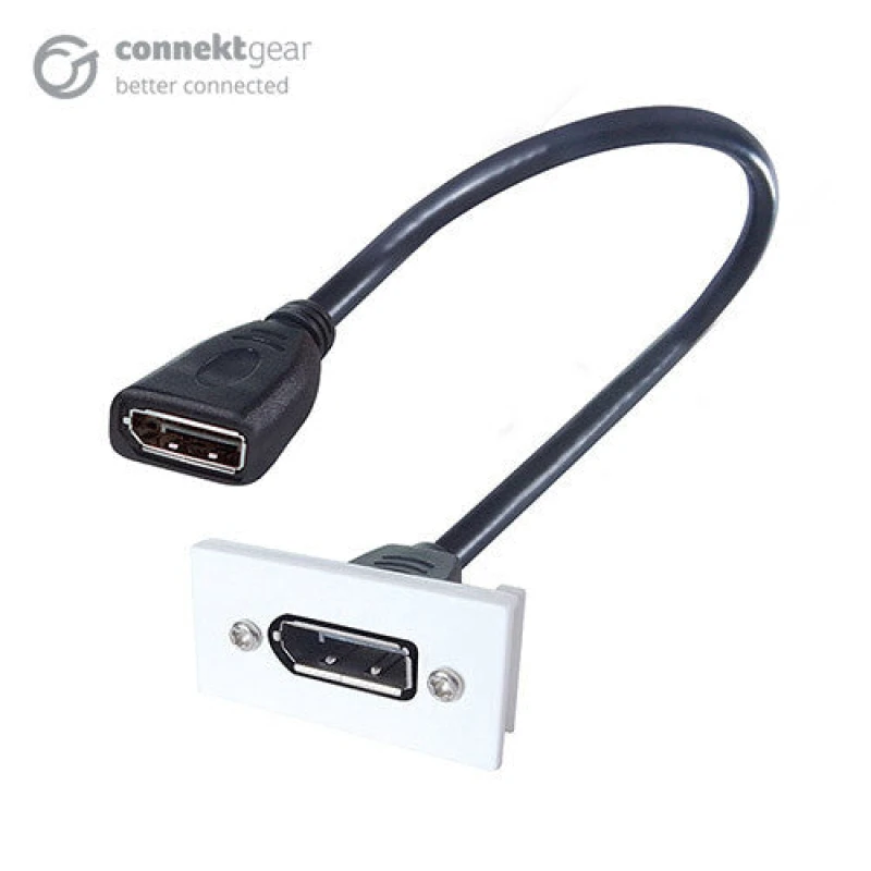 Image of CONNEkT Gear connektgear 0.2m AV Snap-In DisplayPort Module 25 x 50mm - Socket to Socket - White 20-0014