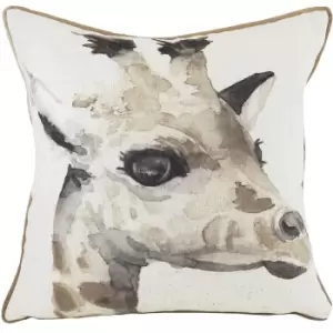 Image of Evans Lichfield Safari Giraffe Cushion Cover (One Size) (White/Brown)
