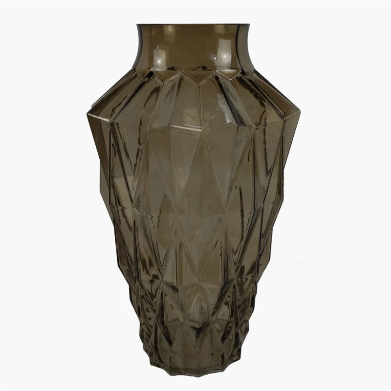 Image of Leaf 30cm Brown Geometric Glass Vase Dark Brown unisex