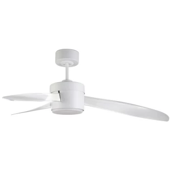 Image of Leds-c4 Lighting - LEDS C4 Tramuntana 3 Blade Ip44 Ceiling Fan with LED Light White, Tranparent Blades 142cm