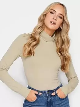 Image of Long Tall Sally Stone Jersey Roll Neck Top, Natural, Size 12, Women