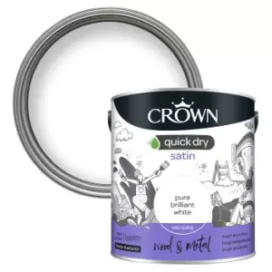 Image of Crown Quick Dry Satin Paint Pure Brilliant White - 2.5L