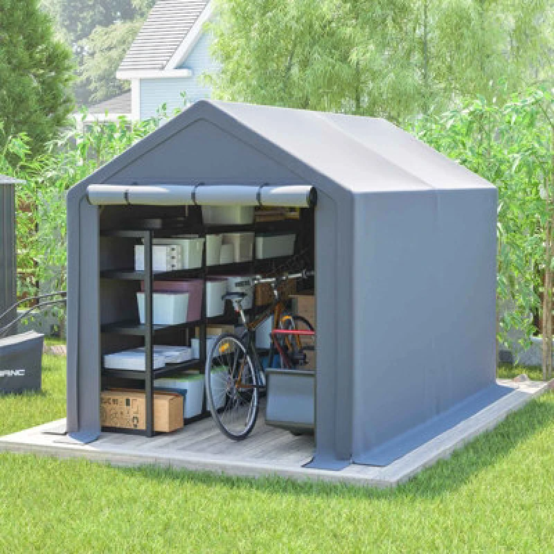 Image of Birchtree 6X10ft Garden Waterproof Anti-Uv Storage Tent Bike Shed Steel Frame Zipper Door