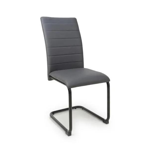 Image of Shankar Carlisle Leather Effect Grey Dining Chairs - Grey 594298cm