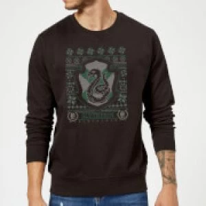 Image of Harry Potter Slytherin Crest Christmas Sweatshirt - Black