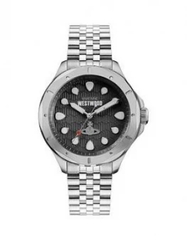 Image of Vivienne Westwood Vivienne Westwood Blackwall Black Textured Silver Detail Dial Stainless Steel Bracelet Watch