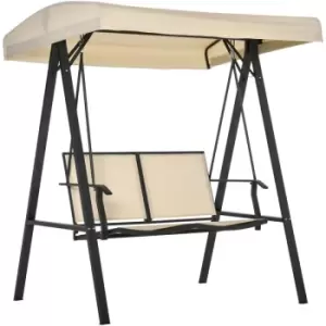 Image of 2 Seater Garden Swing Bench w/ Tilting Canopy Texteline Seat Beige - Beige - Outsunny
