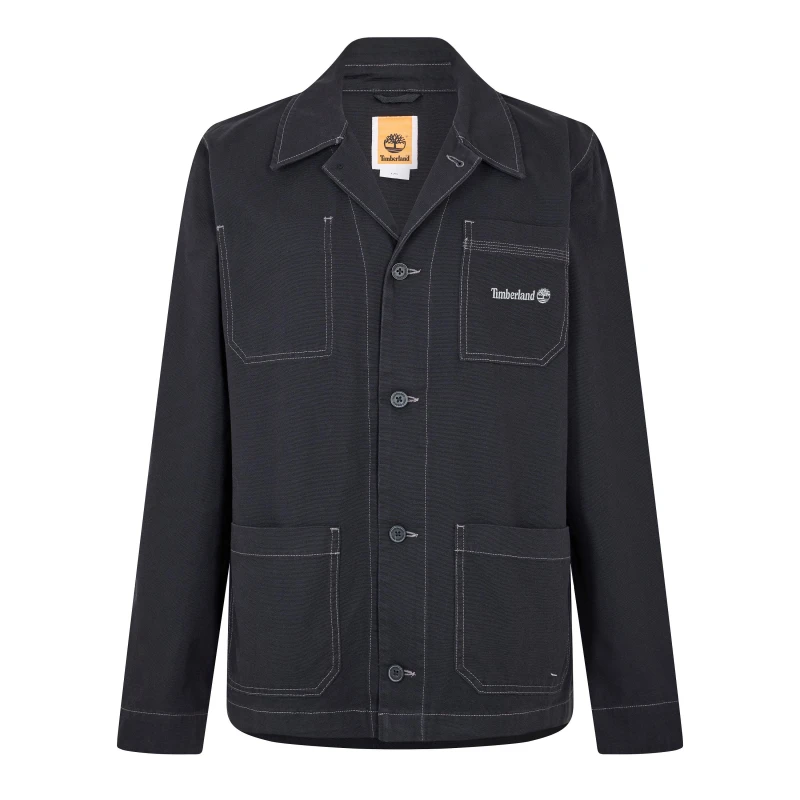 Image of Timberland Mens Timb Chore Canvas Overshirt Black male S