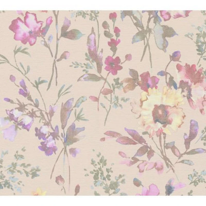 Image of Cosmoliving By Cosmopolitan Petal Poetry Metallic Floral Pink Multi Non Woven Wallpaper Pink/Multi WPDO1 Unisex