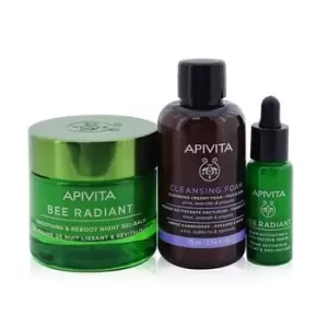 Image of ApivitaFresh & Glow (Bee Radiant- Night) Gift Set: Night Gel-Balm 50ml+ Serum 10ml+ Cleansing Creamy Foam 75ml+ Pouch 3pcs+1pouch
