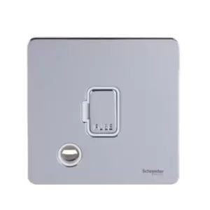Image of Schneider USFP 13A Unswitched Fused Spur & Flex Outlet White Insert Polished Chrome - GU5403WPC