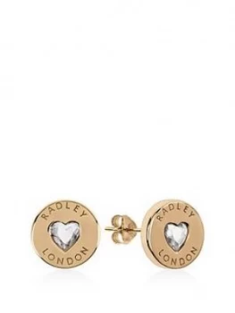 Image of Radley Gold Plated Sterling Silver Crystal Heart Stud Ladies Earrings