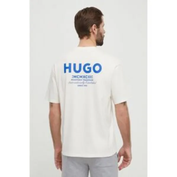 Image of HUGO Blue Nalono Cotton T-Shirt - XL White Tops male 50509776-121 XL