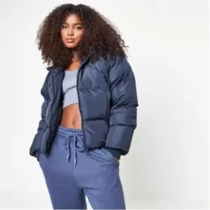 Image of Missguided Hooded Puffer Coat - Blue