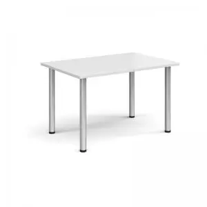 Image of Rectangular silver radial leg meeting table 1200mm x 800mm - white