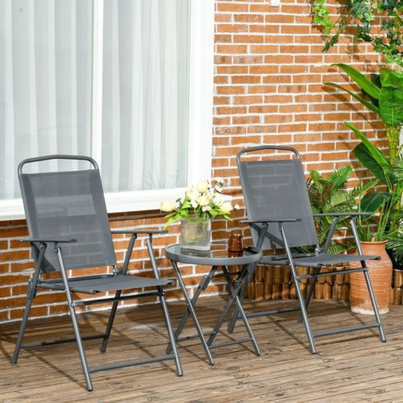 Image of Outsunny Patio Bistro Set - Dark Grey 84G-282V00CG