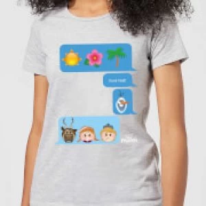 Image of Disney Frozen I Love Heat Emoji Womens T-Shirt - Grey - M
