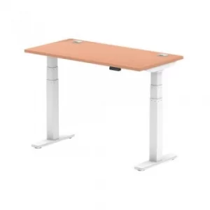 Image of Air 1200/600 Beech Height Adjustable Desk with Cable Ports with White Legs