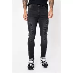 Image of I Saw It First Mid Grey Skinny Ripped Jeans - Grey