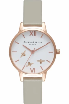 Image of Ladies Olivia Burton Buzzing Bees Grey & Rose Gold Watch OB16CH03