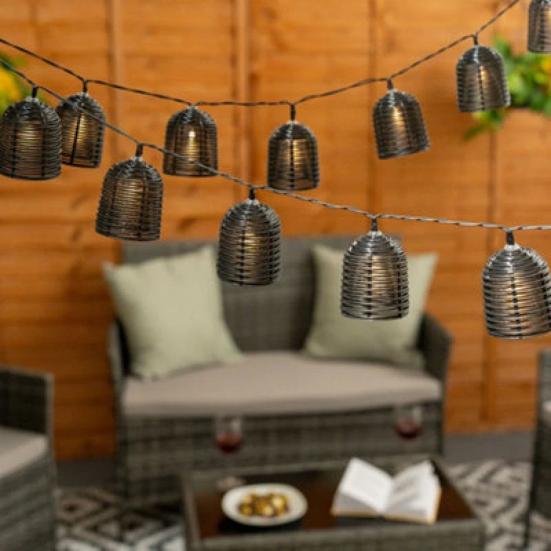 Image of ValueLights 20 PC Black Lobster Pot Outdoor Solar Outdoor String Lights Black