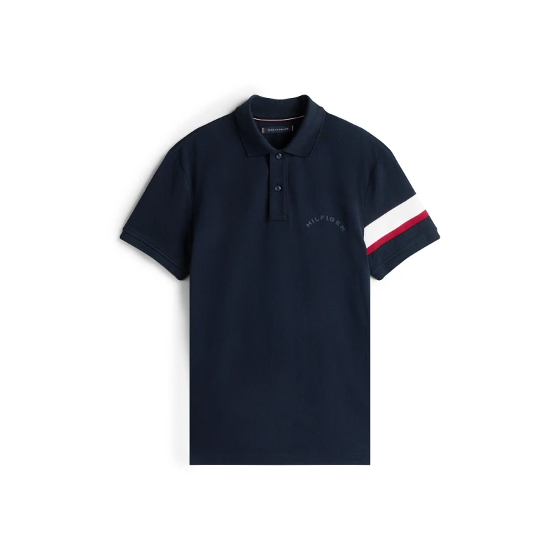 Image of Tommy Hilfiger Mens Tape Detail Short Sleeve Polo Shirt Desert Sky DW5 male S