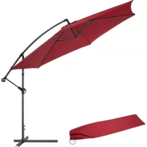 Image of Cantilever garden parasol umbrella 350cm - garden parasol, overhanging parasol, banana parasol - red - red