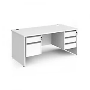 Image of Dams International Straight Desk with White MFC Top and Silver Frame Panel Legs and Two & Three Lockable Drawer Pedestals Contract 25 1600 x 800 x 725