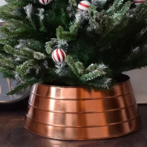 Image of Copper Metal Christmas Tree Skirt Copper