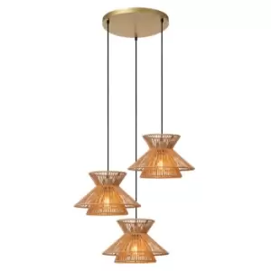 Image of Lucide Tasman 3 Light Cluster Ceiling Pendant - Natural
