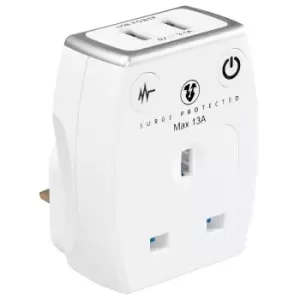 Image of Masterplug Surge Adaptor with 2 x USB (3.1A) - Gloss White