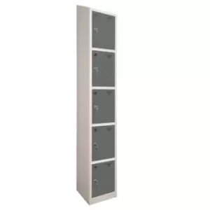 Image of 5 Door Locker, 300X450, Grey Carcass/Dark Grey Doors, Sloping Top, Camlock