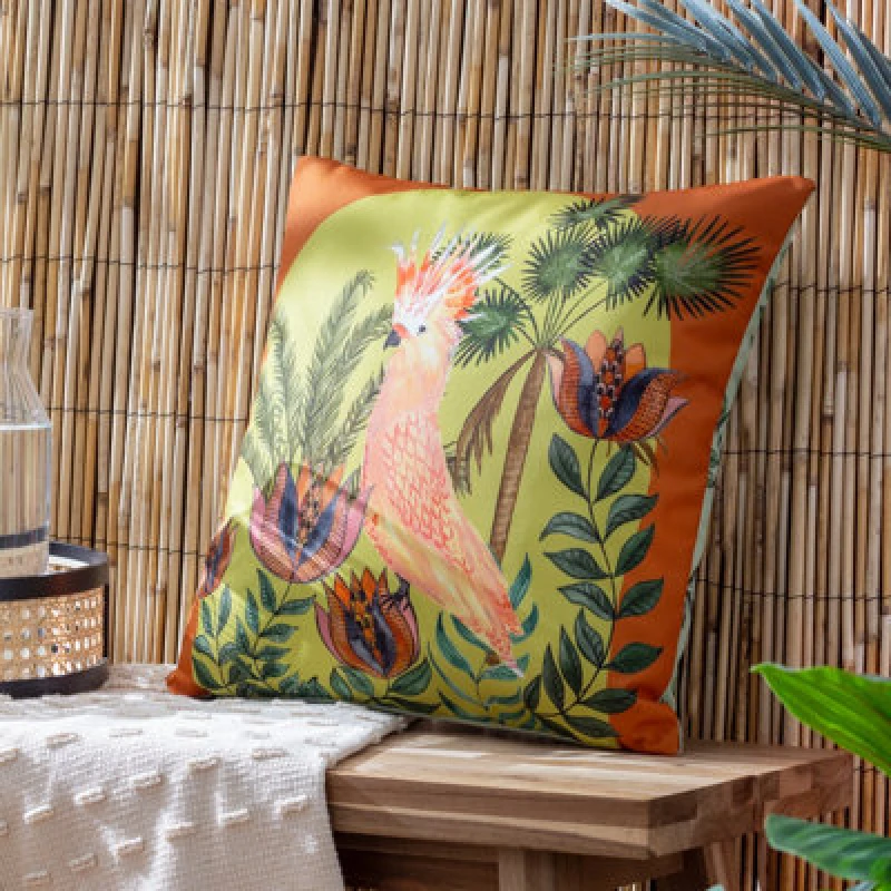 Image of Cockatoo Outdoor Cushion Multicolour, Multicolour / 43 x 43cm / Polyester Filled