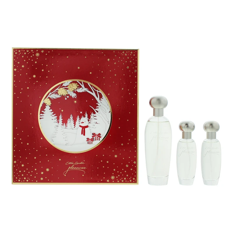 Image of Estee Lauder Pleasures 3 Piece Gift Set: Eau de Parfum 100ml - Eau de Parfum 30ml - Eau de Parfum 30ml