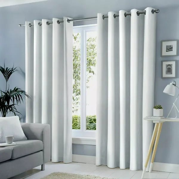 Image of Fusion Fusion - Sorbonne 100% Cotton Eyelet Lined Curtains, White, 46 x 54" SNEWE46546LUU