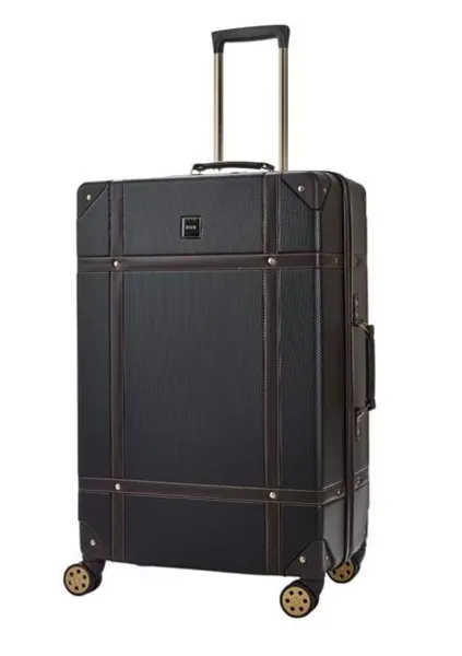 Image of Rock Luggage Vintage PY99302 8 Wheel Large Black Suitcase